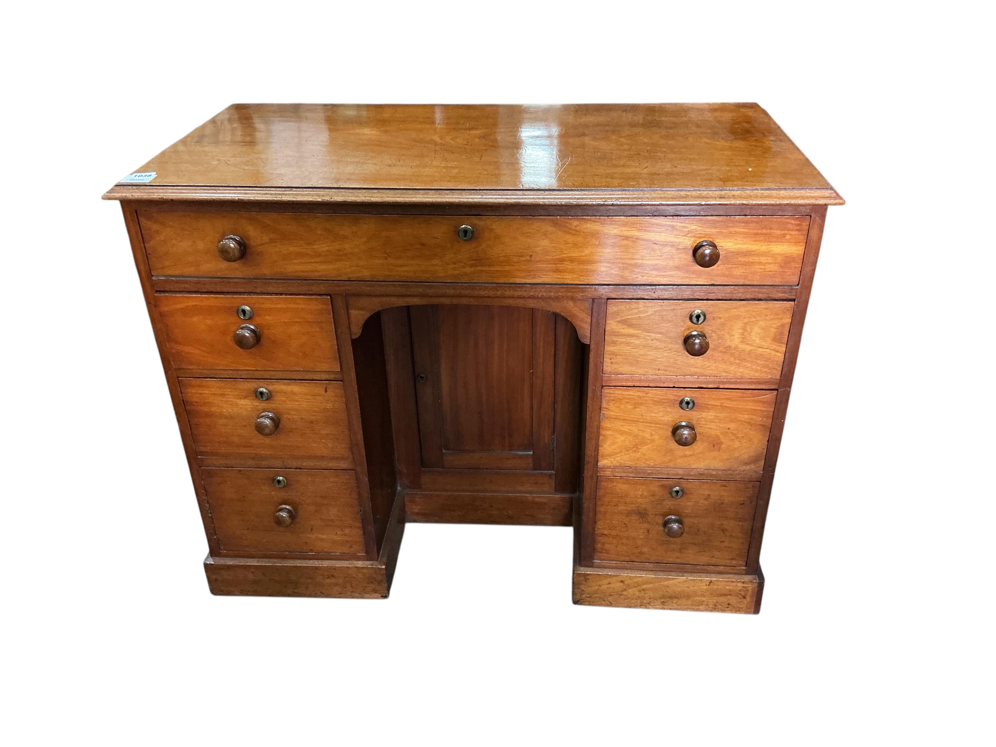 A George IV mahogany kneehole desk, width 98cm, depth 49cm, height 76cm